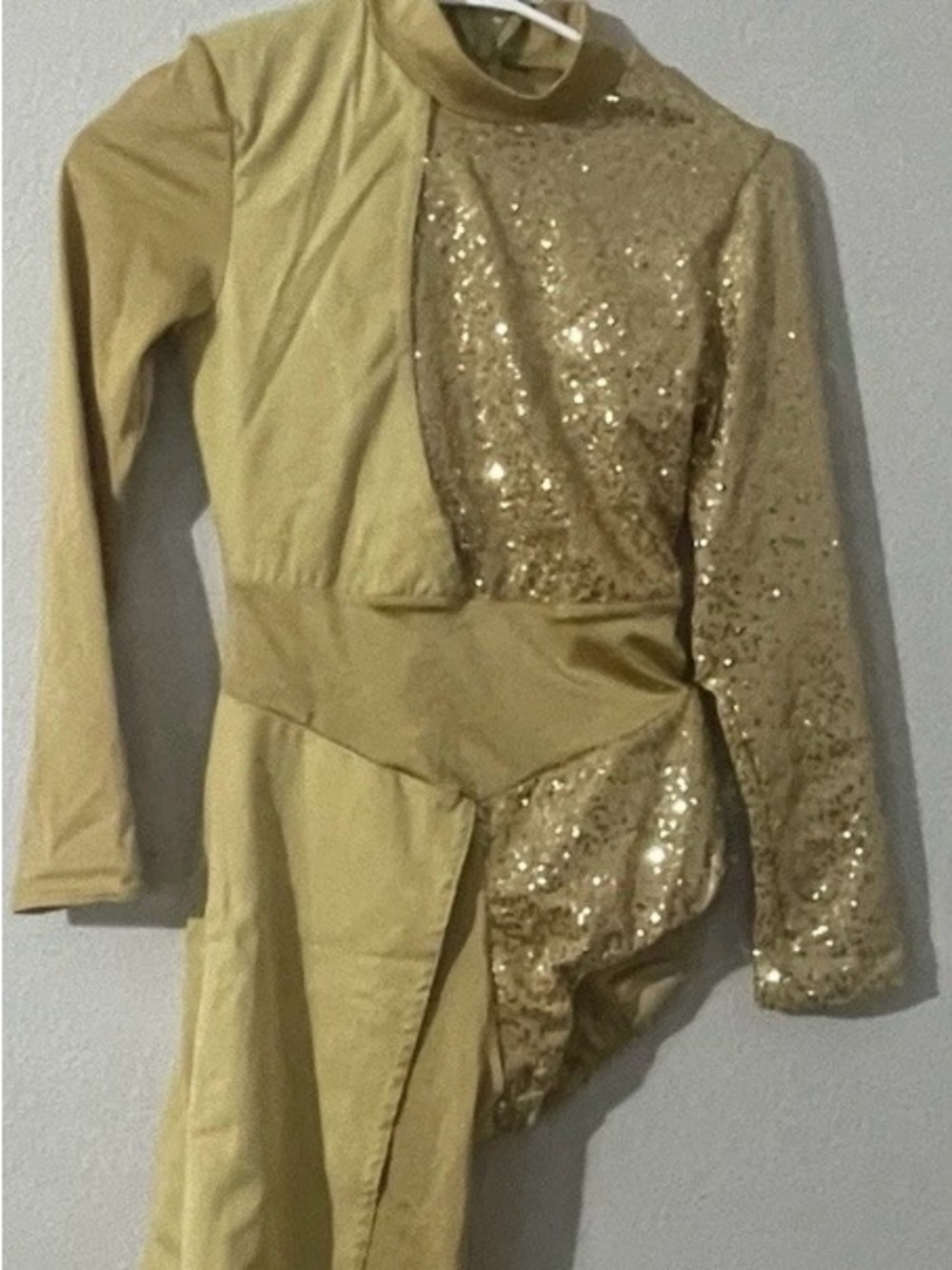 Kelle Gold Sequin Long-Sleeve children’s dance costume